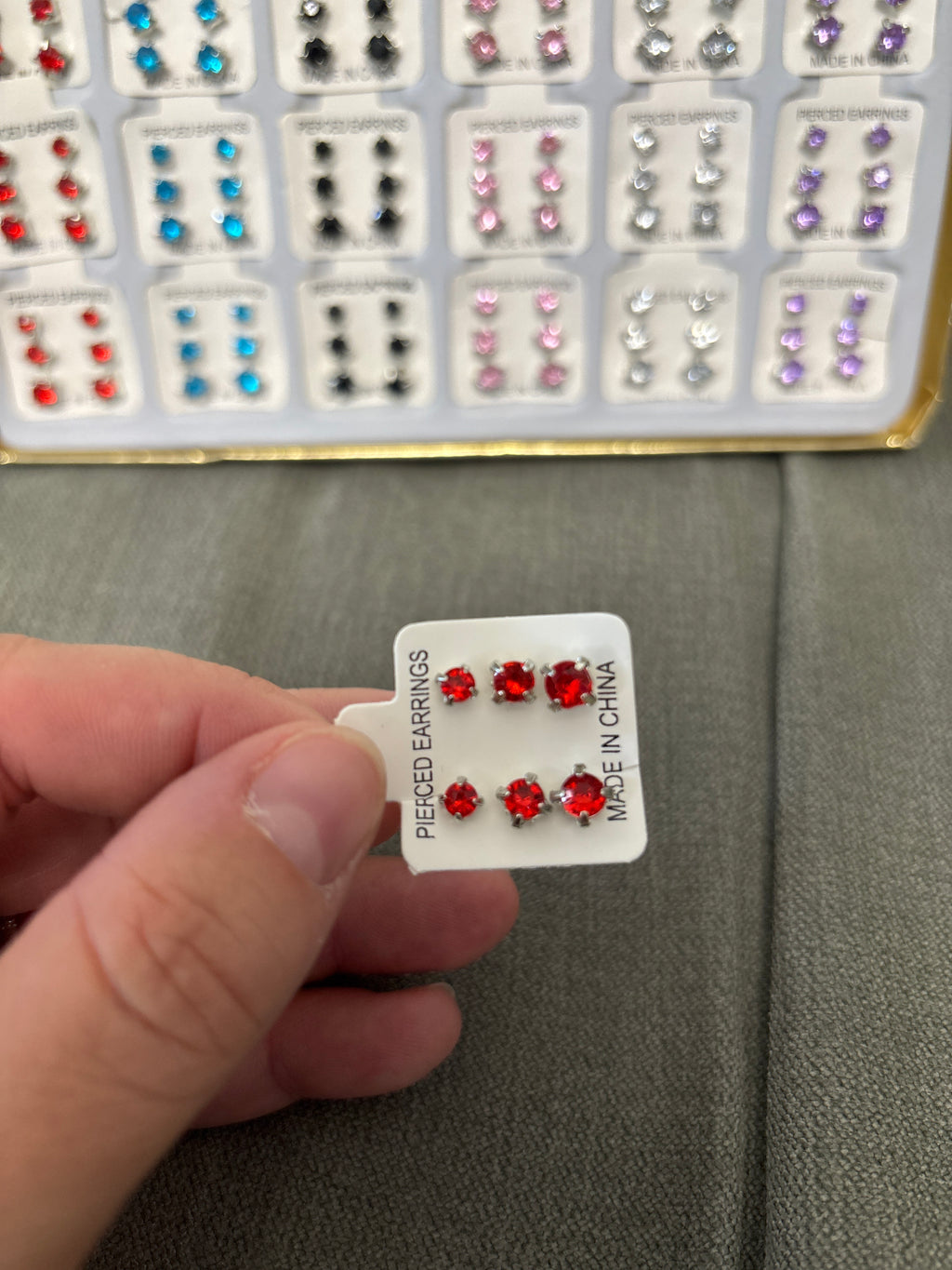 Diamanté studs set of 3