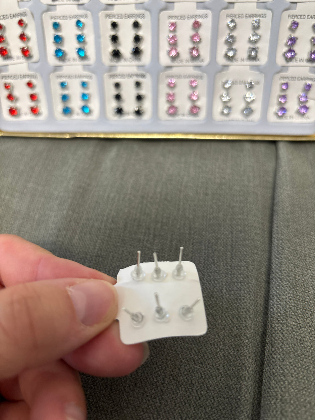 Diamanté studs set of 3