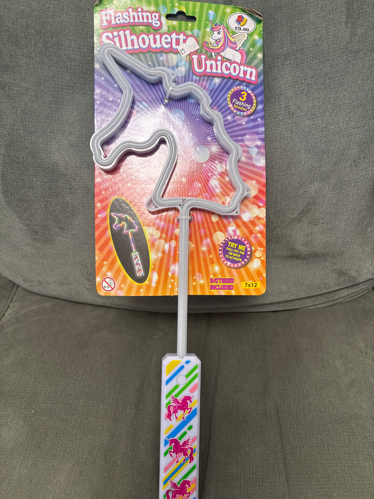 Flashing unicorn silhouette wand