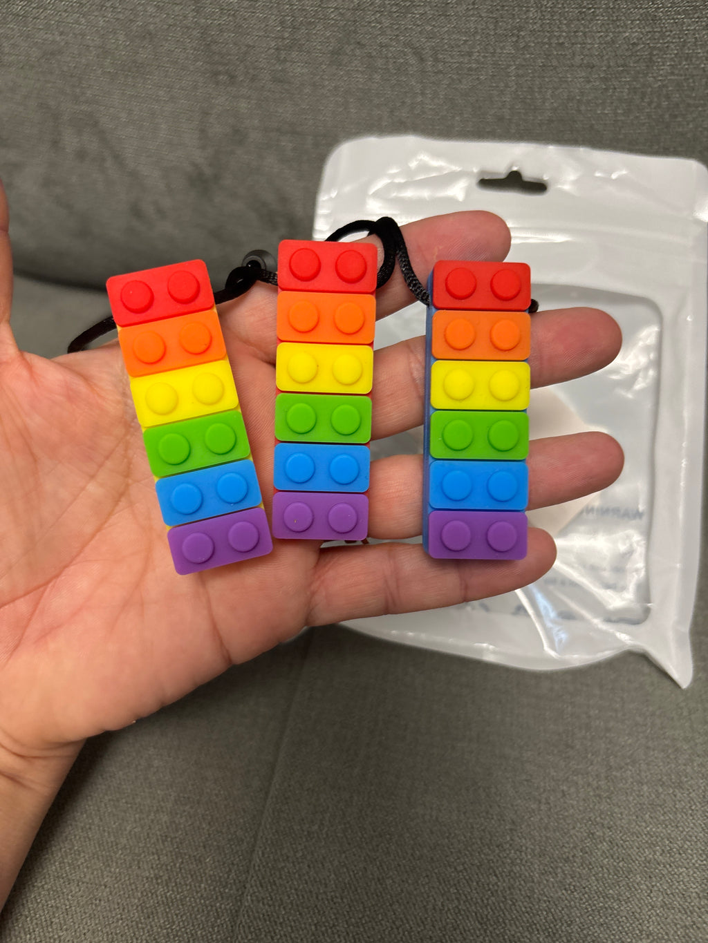 Rainbow Lego chew necklace